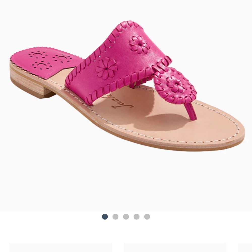 Jack Rogers Pink Leather Floral Sandals